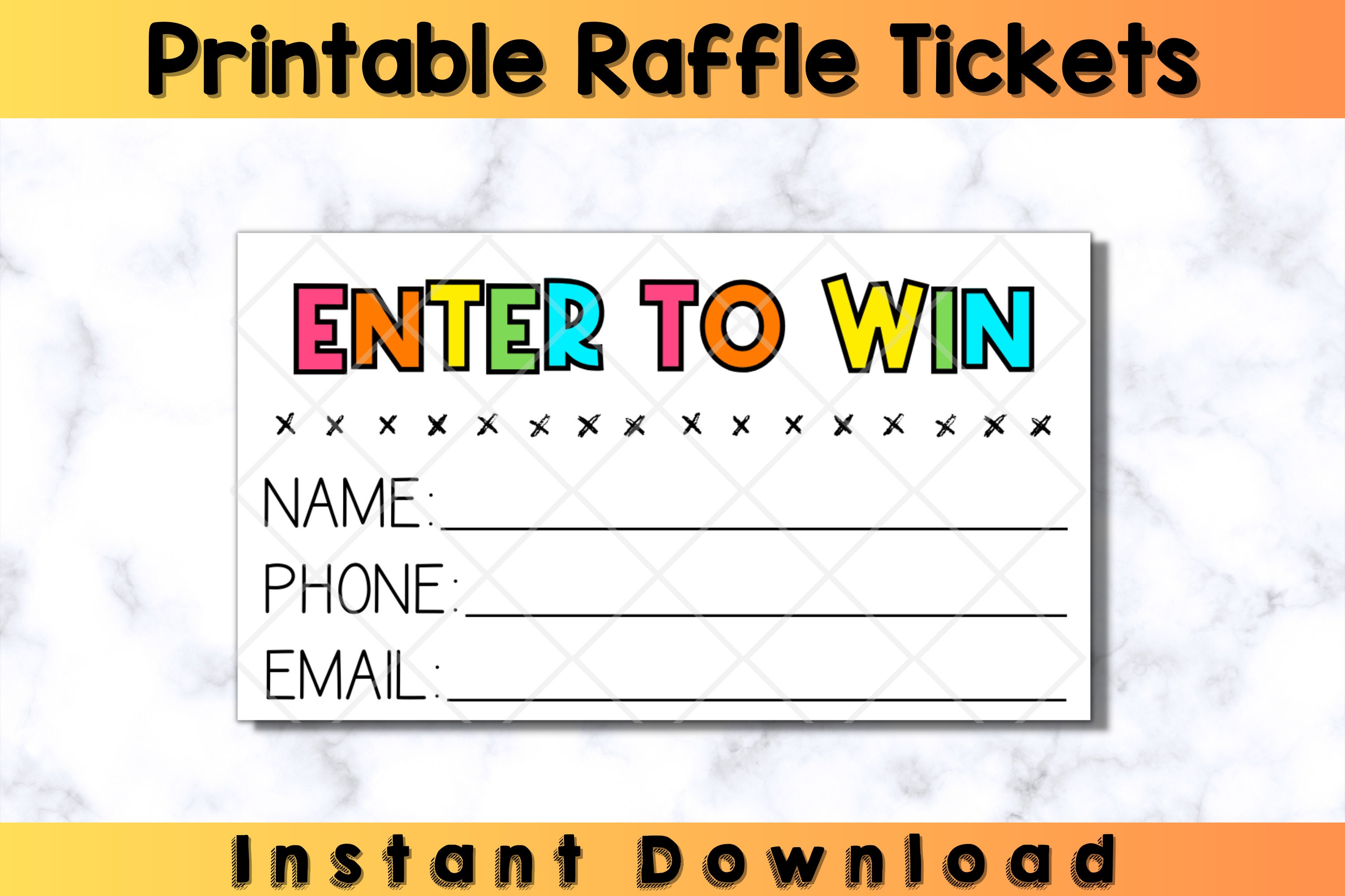 Enter to Win Generic Raffle Ticket Printable Template digital - Etsy