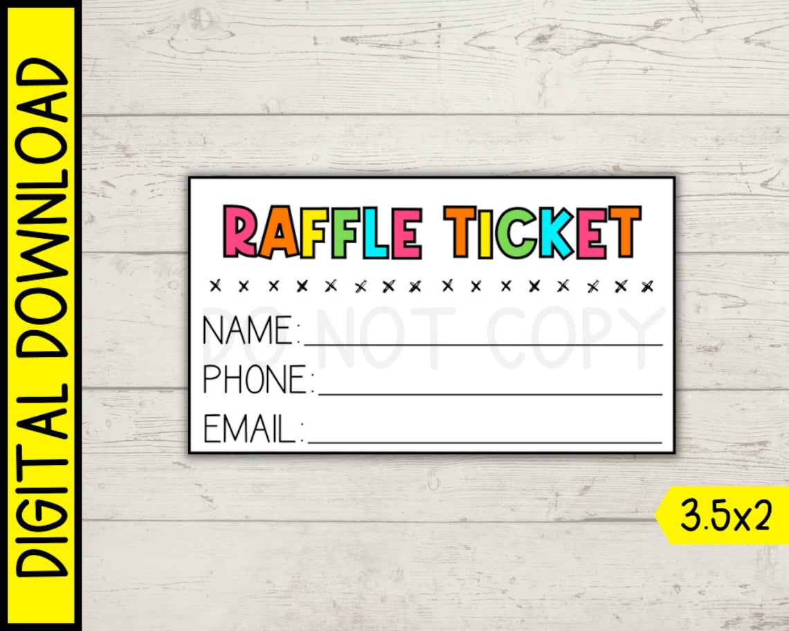 Printable Bright Colorful Raffle Tickets Enter to Win Etsy