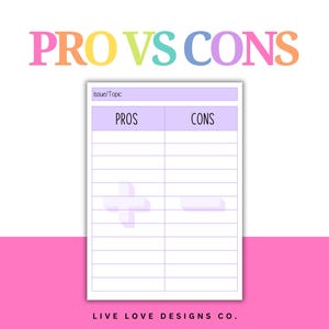 Pros and Cons List Printable
