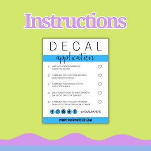 EDITABLE Blue Printable Vinyl Decal Application Instructions for Small Business