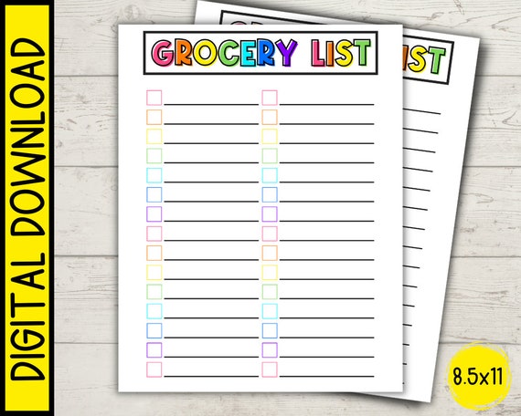Grocery List Printable Planner Template digital Download - Etsy