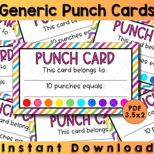 Punch Card Download Pdf/21 Punch Cards Pdf File/to Do Punch Card  Pdf/printable Punch Card/printable Chore Card/printable Potty Card/pdf File  