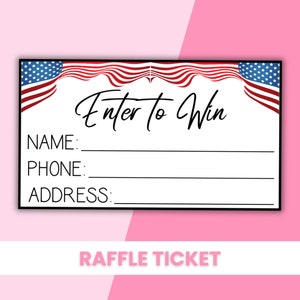 Billets de tombola patriotiques imprimables | Cartes de tombola du drapeau américain | Participez pour gagner des billets