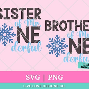 Erster Geburtstag Blaue Schneeflocke SVG PNG Bruder Schwester | Familie TShirts