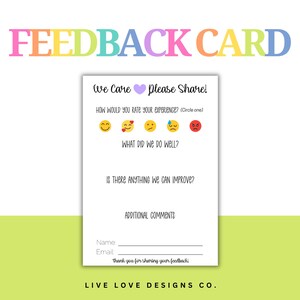 EDITABLE Purple Customer Feedback Printable Card for Small Business