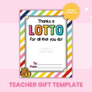 Danke ein Lotto Lehrer Geschenk Lotterie Schein Vorlage zum Ausdrucken