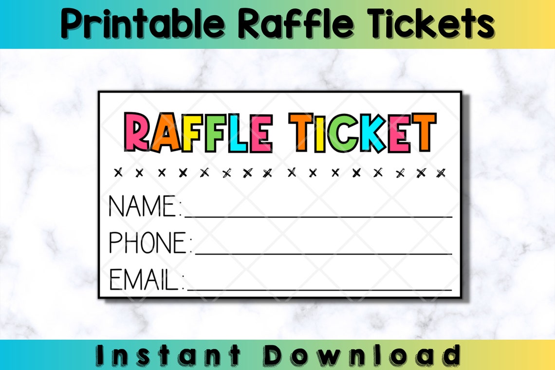 Printable Bright Colorful Raffle Tickets Enter to Win - Etsy