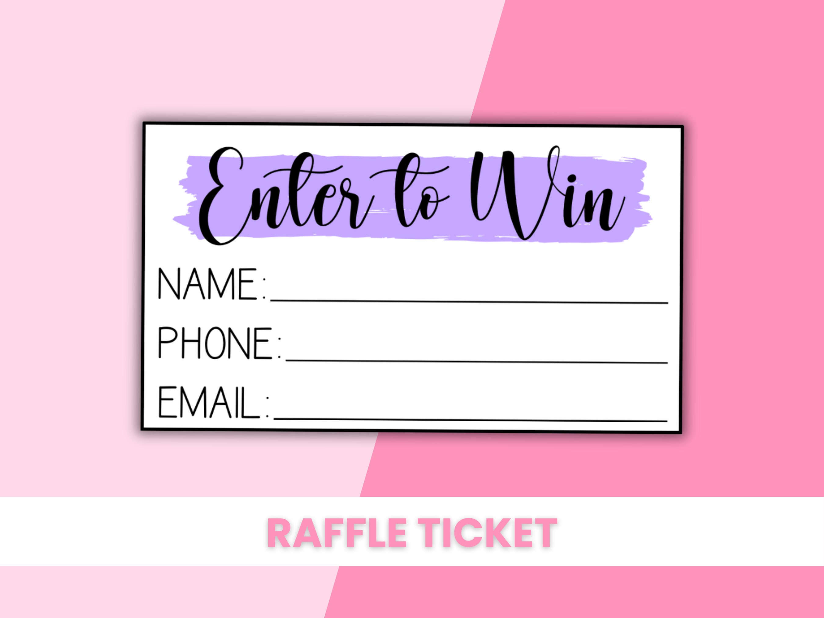 Printable Purple Enter to Win Raffle Ticket Card - Etsy