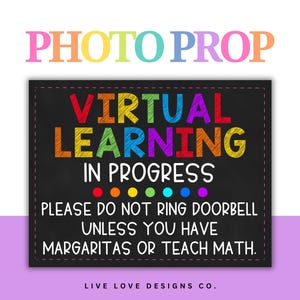 Virtual Learning in Progress Printable Door Sign