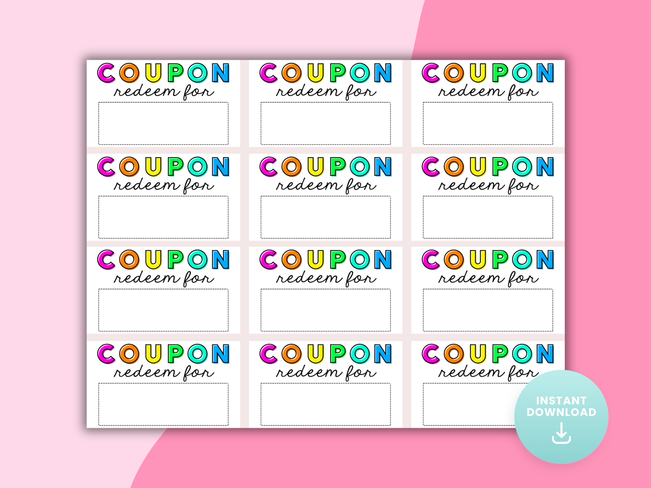 Generic Blank Coupon Printable Template Etsy