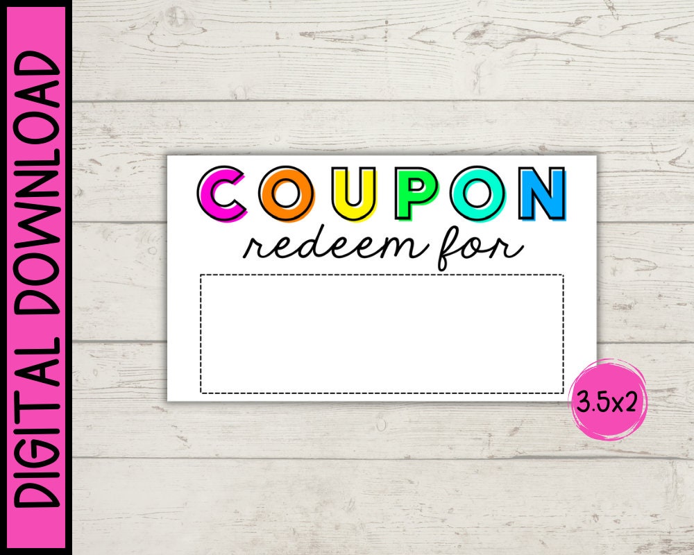 Generic Blank Coupon Printable Template digital Download - Etsy