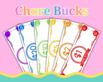 EDITABLE Chore Bucks Printable Pretend Money