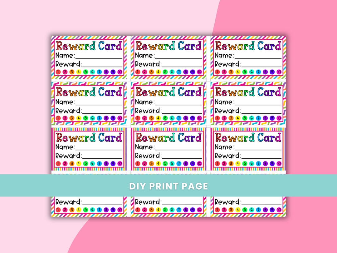 Reward Card Printable Templates Etsy Reward Card Printable Templates Etsy