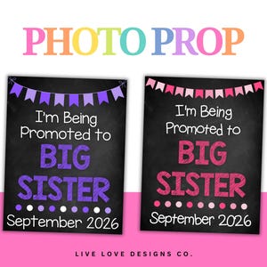 EDITABLE Promoted to Big Sister Printable Sign