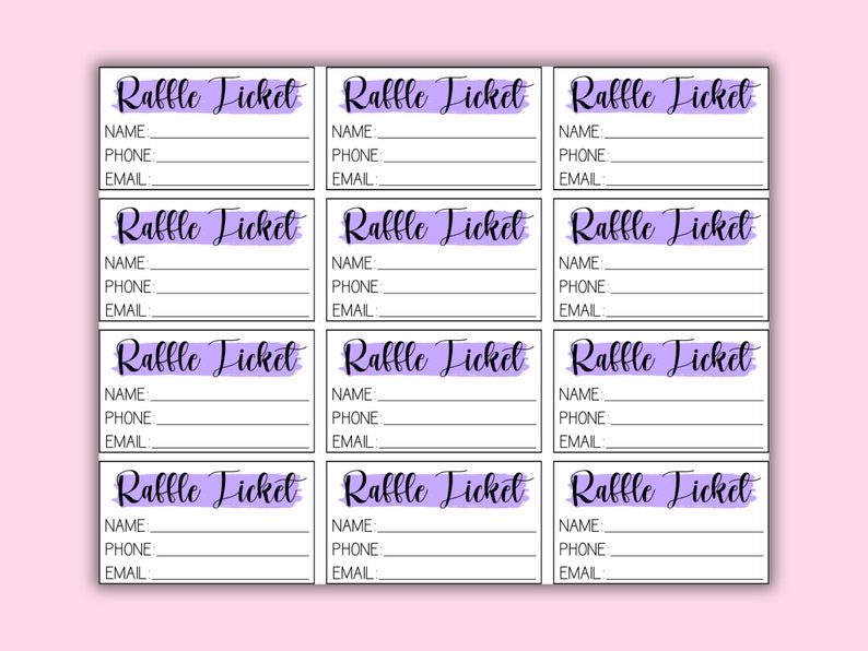 Printable Purple Raffle Ticket | Enter to Win - Etsy