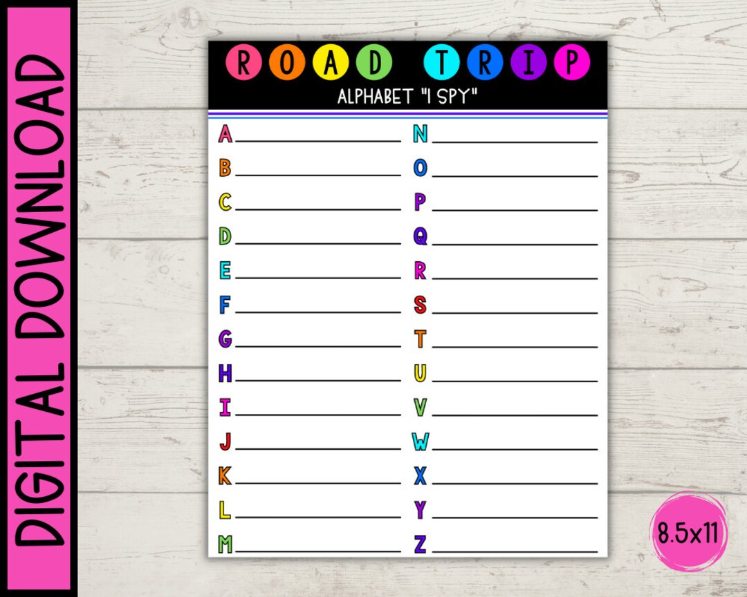 Alphabet I Spy Printable Game Road Trip Activity digital Download - Etsy