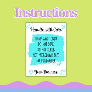 EDITABLE Teal Drinkware Care Instructions Printable