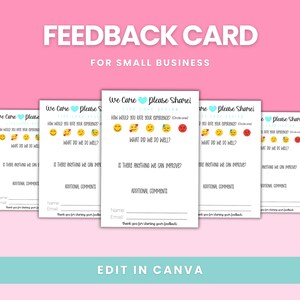 EDITIERBARE Teal Druckbare Kunden Feedback Karte | Kleinunternehmer