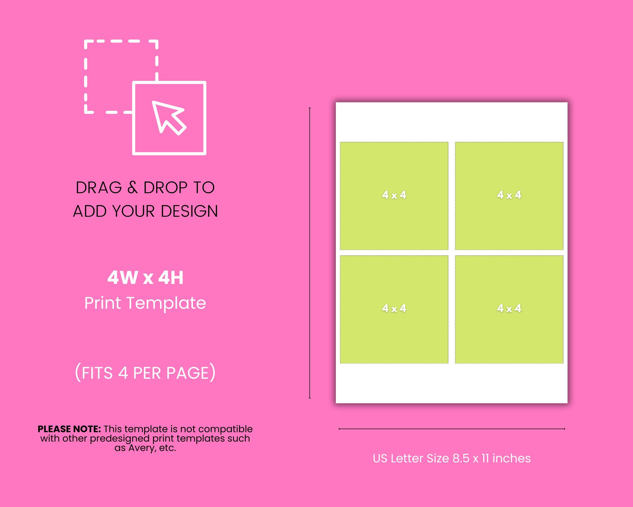Print and Cut Template 4x4 Inch Square Print Page - Etsy