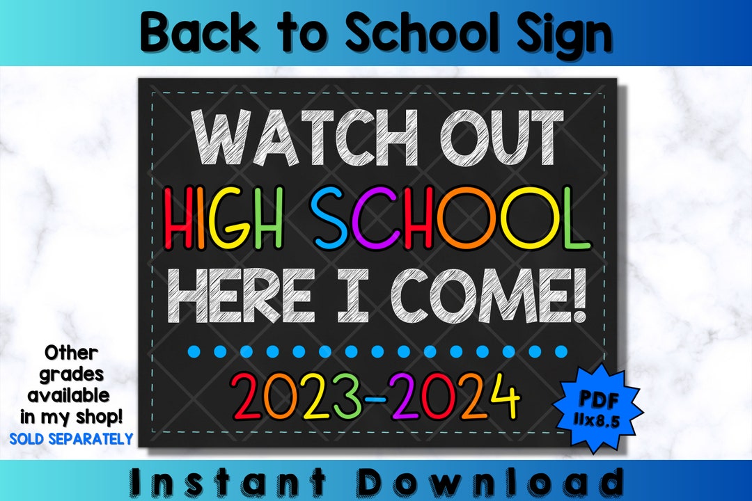 First Day of High School Printable Photo Prop Sign digital - Etsy