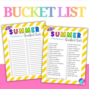 Summer Bucket List Editable Template Printable