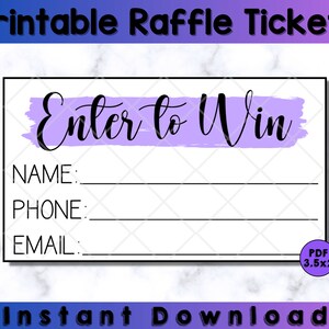 Printable Purple Enter to Win Raffle Ticket digital Download - Etsy
