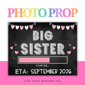 EDITABLE New Baby Big Sister Pregnancy Announcement Sign Printable