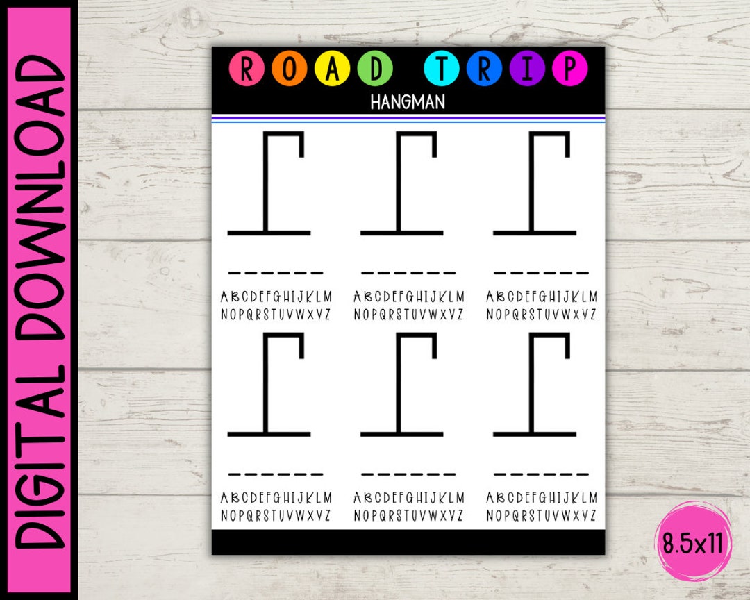 Printable Hangman Game Road Trip Activity digital Download - Etsy