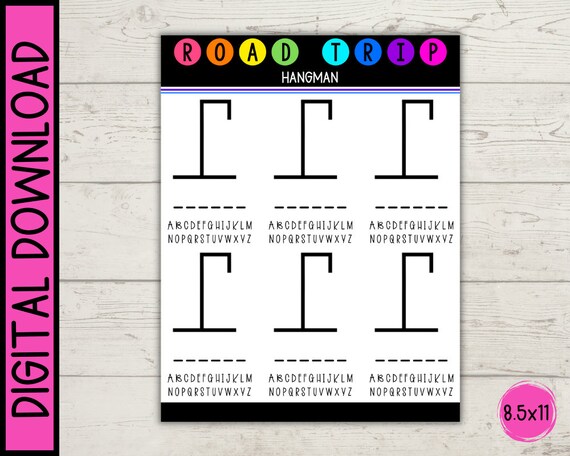 Printable Hangman Game Road Trip Activity Digital Download | Etsy