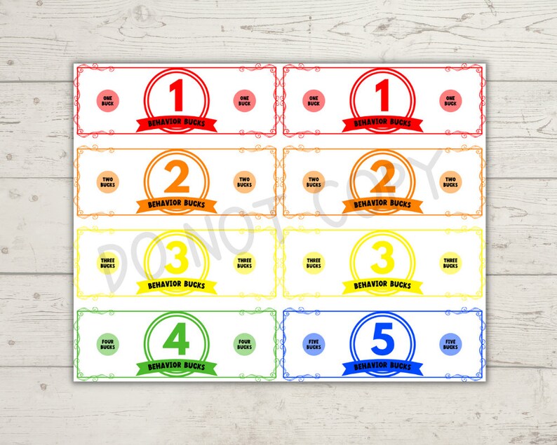 Printable Behavior Bucks Reward Money Incentive digital Etsy Canada