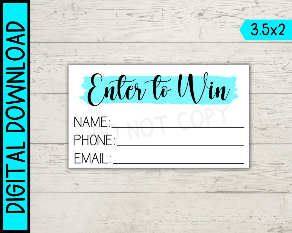 Enter to Win Generic Raffle Ticket Printable Template digital - Etsy