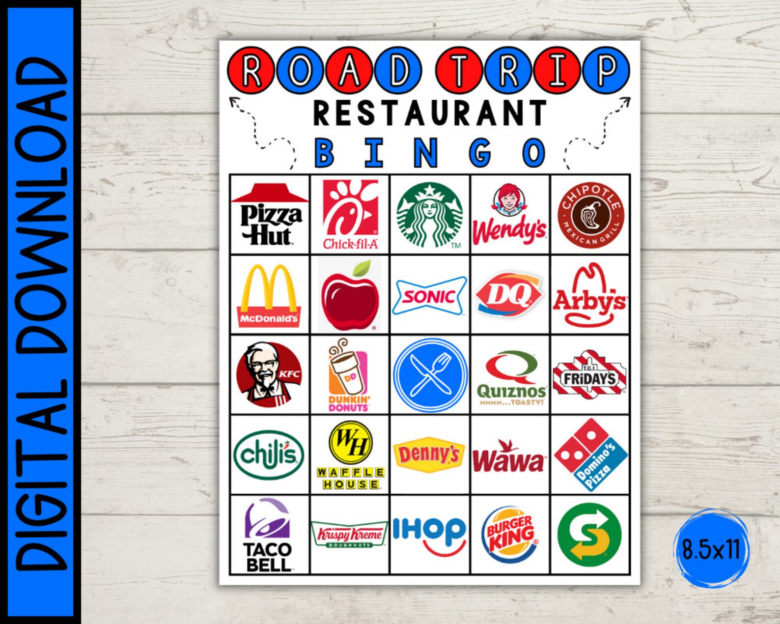 Road Trip Restaurant Bingo Printable Game Road Trip Activity Etsy Road Trip Restaurant Bingo Printable Game Road Trip Activity Etsy