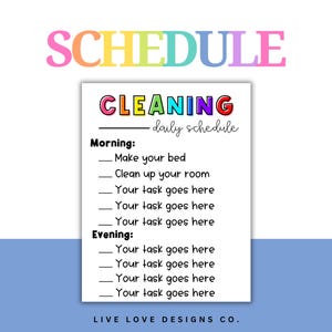 EDITABLE Daily Cleaning Schedule Checklist Template