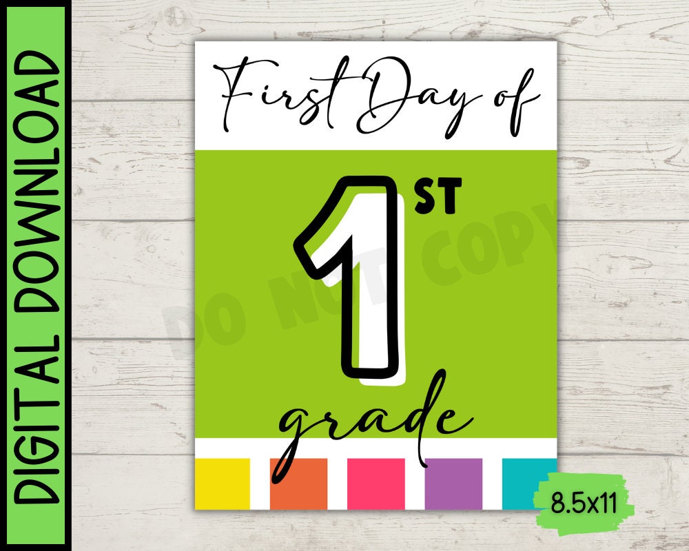 First Day of 1st Grade Printable Sign digital Download - Etsy