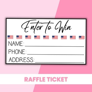 Billets imprimables de tombola du drapeau américain patriotique | Participez pour gagner une carte
