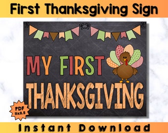 My First Thanksgiving Printable Chalkboard Sign Template (Digital Download)