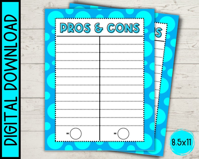 Pros and Cons List Printable Template digital Download Etsy Pros and Cons List Printable Template digital Download Etsy