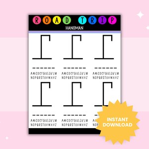 Printable Hangman Game Road Trip Activity - Etsy