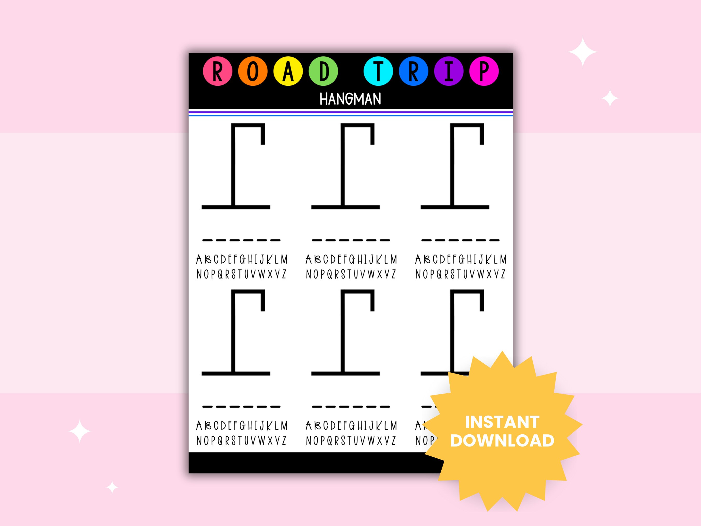 Printable Hangman Game Road Trip Activity - Etsy