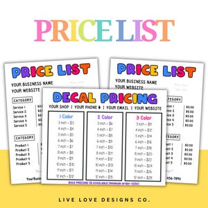 EDITABLE Decal Price List and Generic Price List Bundle | Small Business Bundle
