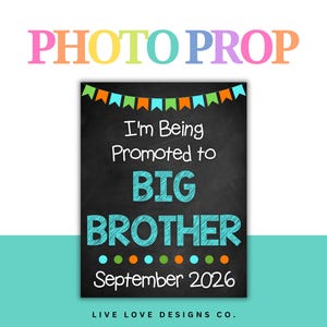 EDITABLE Promoted to Big Brother Printable Pregnancy Announcement Sign