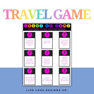 About Us Road Trip Game Travel Vacation Game Printable