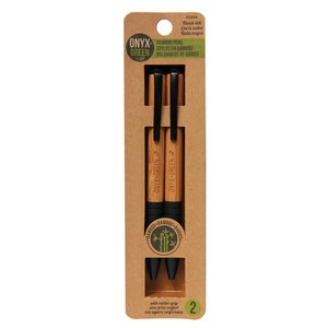 ECO FRIENDLY Bamboo & Corn Ballpoint Pens / Pack of 2 / Biodegradable / Ecological / Recycled Packaging image 1