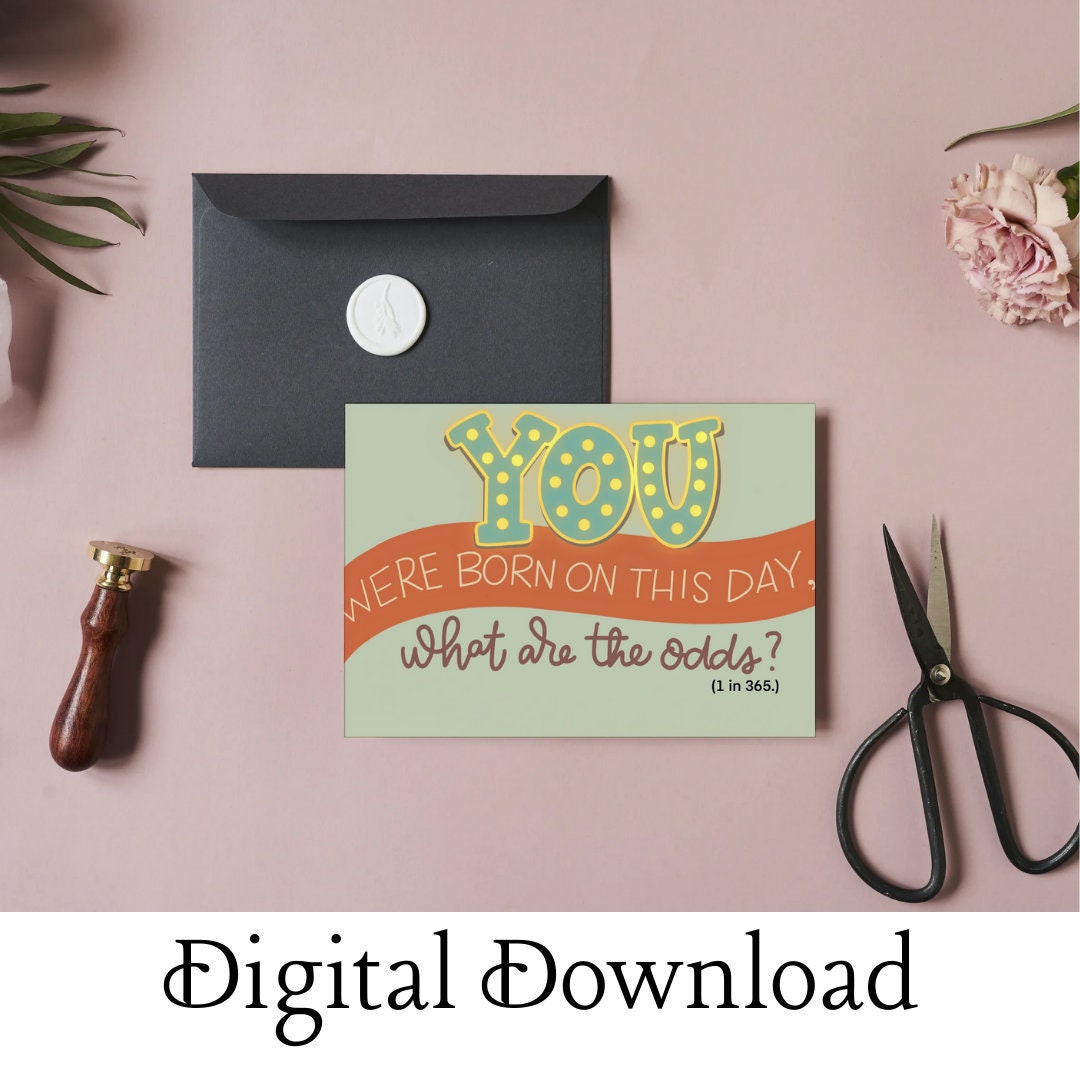 You Were Born on This Day Birthday Digital Download Greeting - Etsy