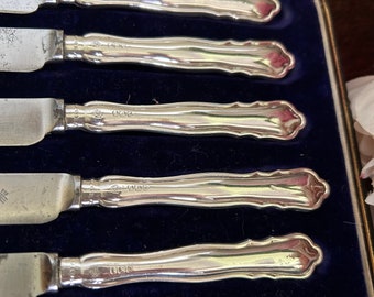 Victorian 1906 Sterling Silver Handled Fruit / Tea Knives