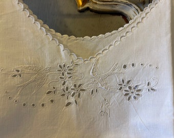 1800s French Trousseau Linen Night Gown Monogrammed