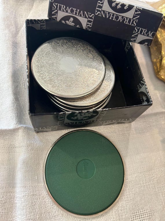 A Set of SIX STRACHAN Silver Plate Drink Coasters - Etsy