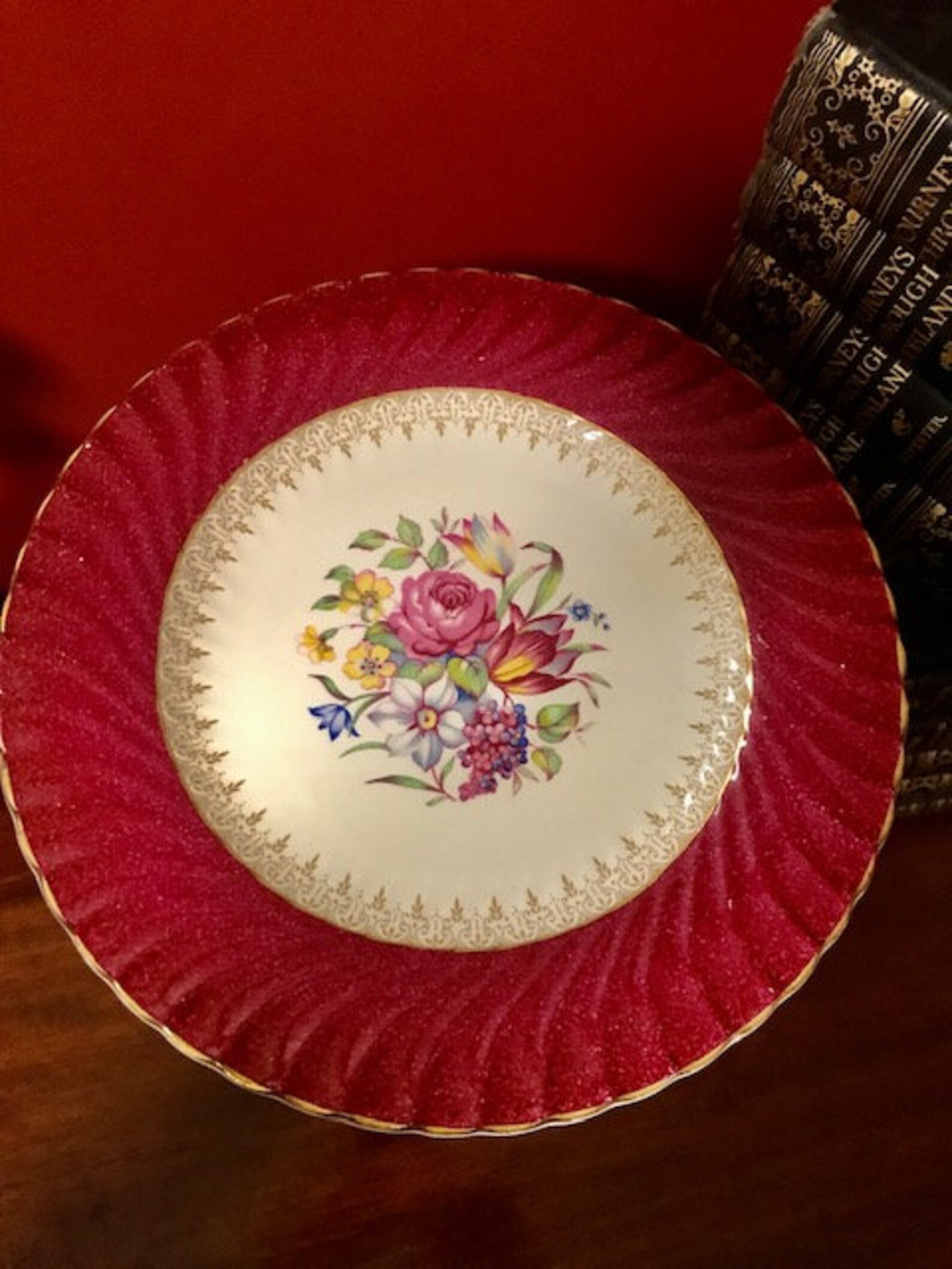 Vintage Burleigh Ware Red Dinner Plate Made in England Etsy