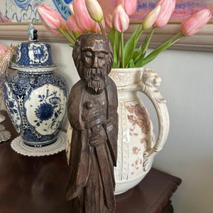 Santos Carved Religious Figure SAN PABLO Vintage 35cm