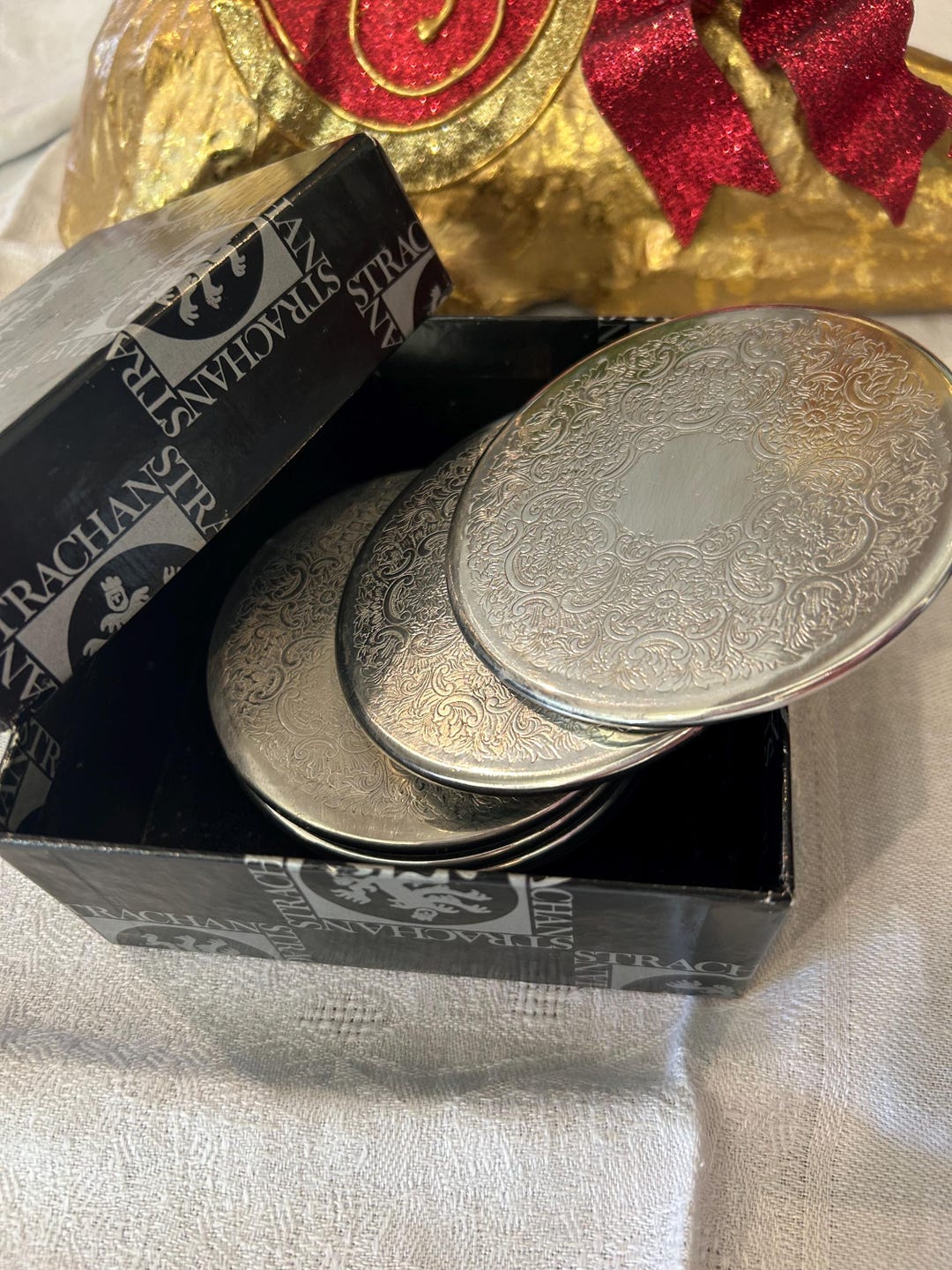 A Set of SIX STRACHAN Silver Plate Drink Coasters - Etsy